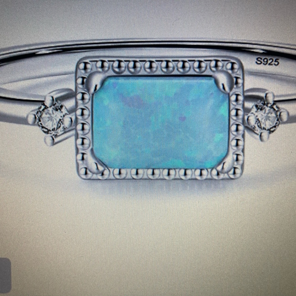 Antian accessories™ 925 Silver Opal & Zircon Ring – Size 8